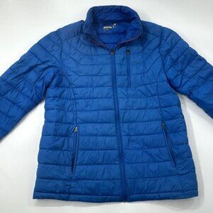 Xersion Packable Puffer Jacket Mens Medium Blue Full Zip Coat Lightweight Nylon
